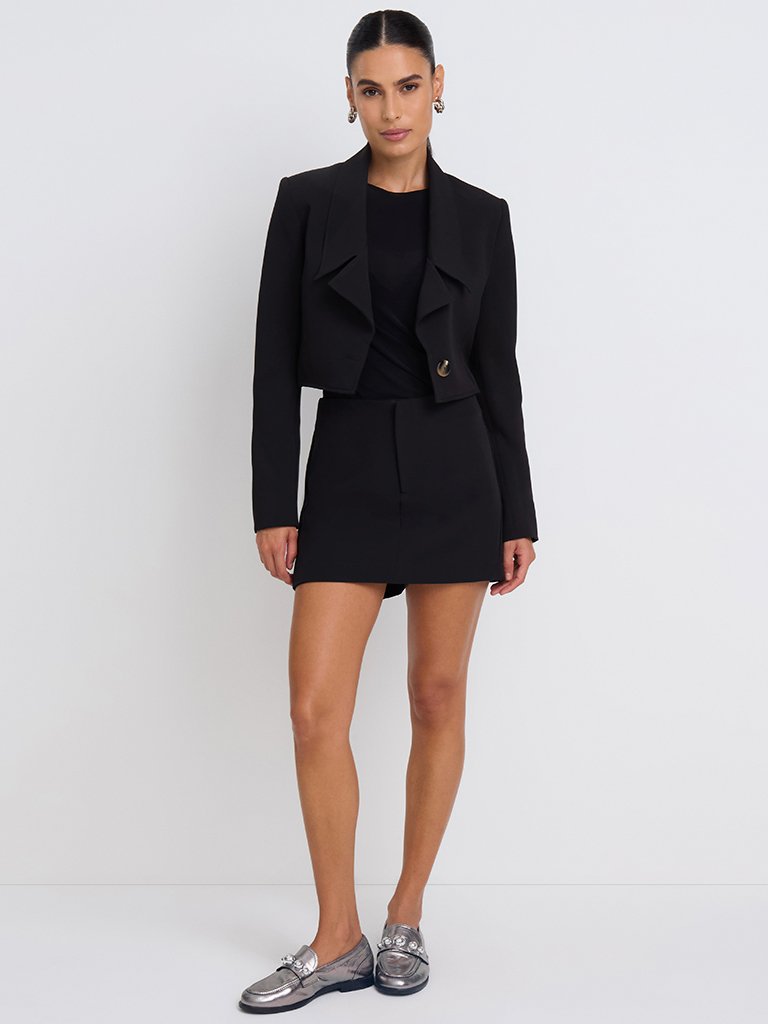 Blazer Cropped Alfaiataria Preto - Compre Online