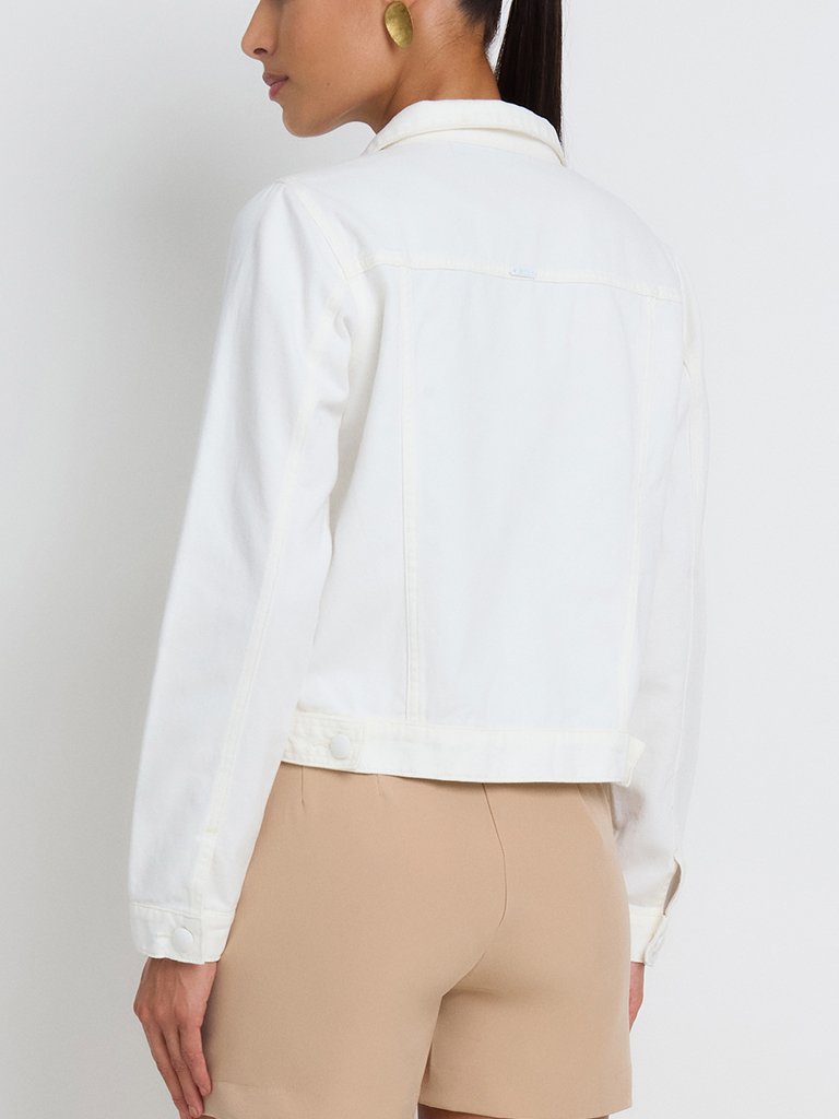 Jaqueta Jeans em Sarja Off White - Compre Online