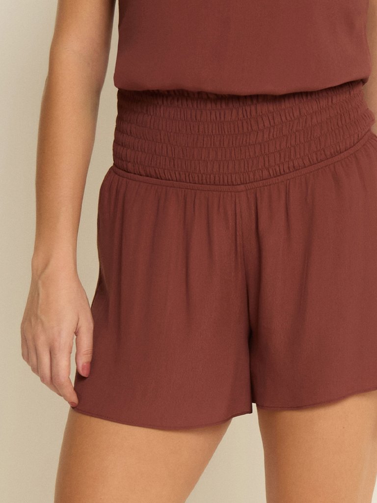 Shorts Evase Lastex Marrom