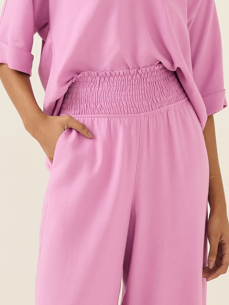 Calça Wide Leg Cós Largo Lastex